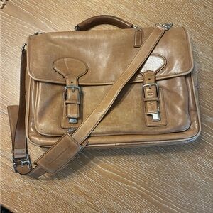 Vintage Coach 5237 leather messenger briefcase laptop bag British tan w/strap